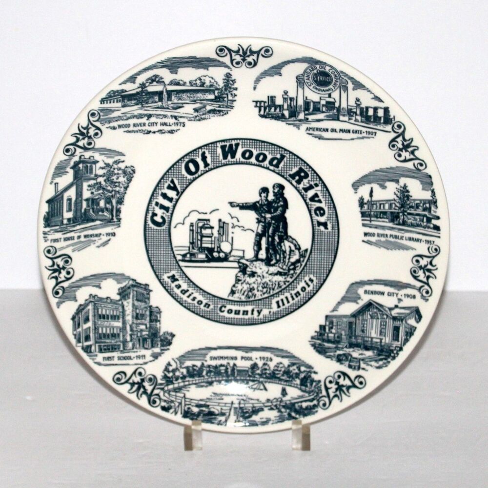 Vintage Wood River IL Souvenir Plate Kettlesprings Kilns Jubilee 1983 ceramic